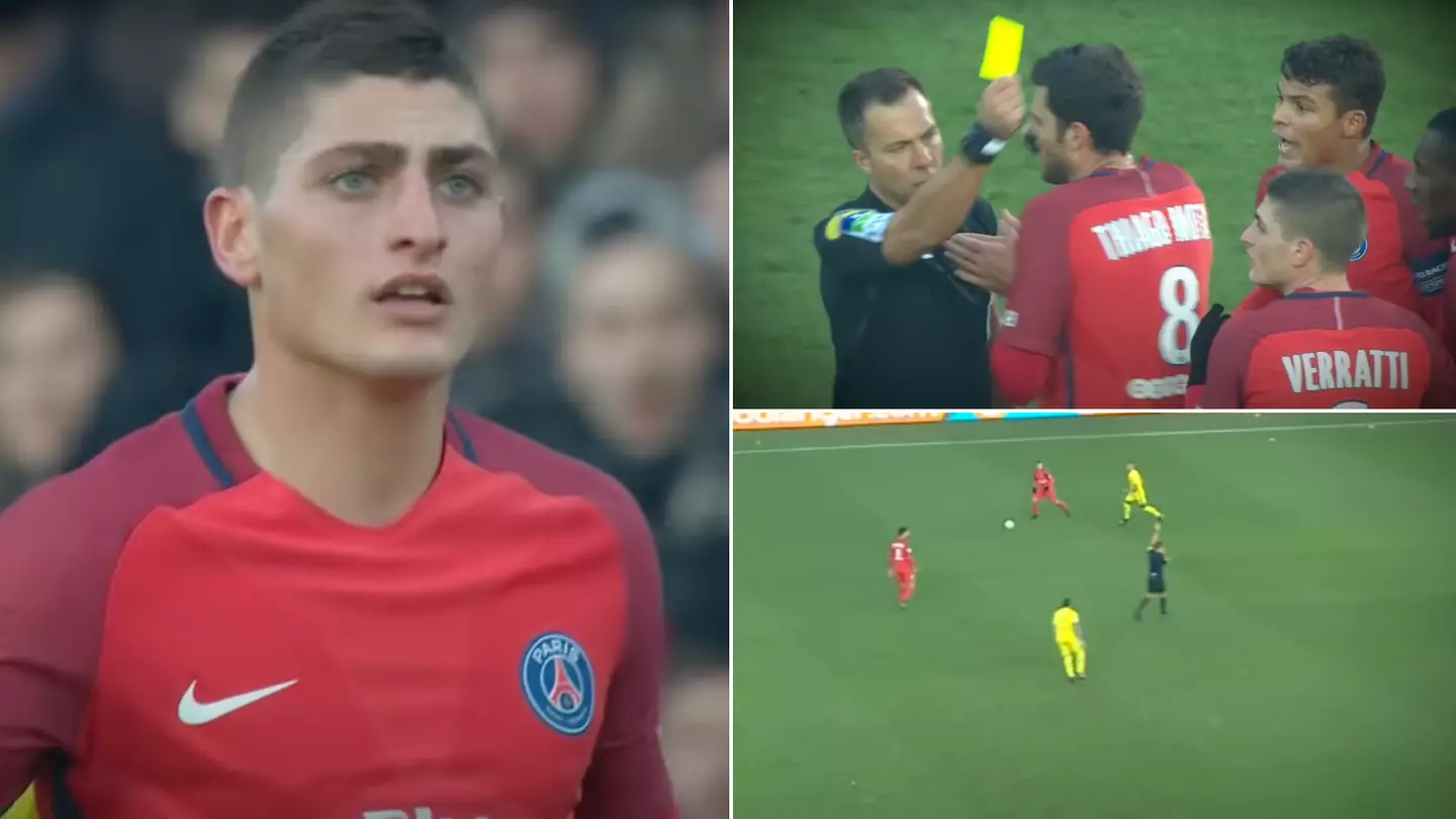 Marco Verratti was shown a yellow card after referee used rare rule in football