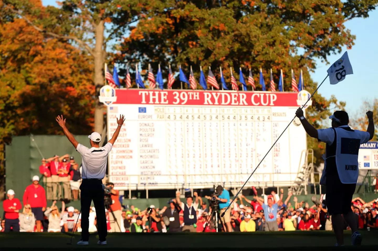 Team Europe celebrate the Miracle in Medinah. Image: Mike Ehrmann / Staff via Getty