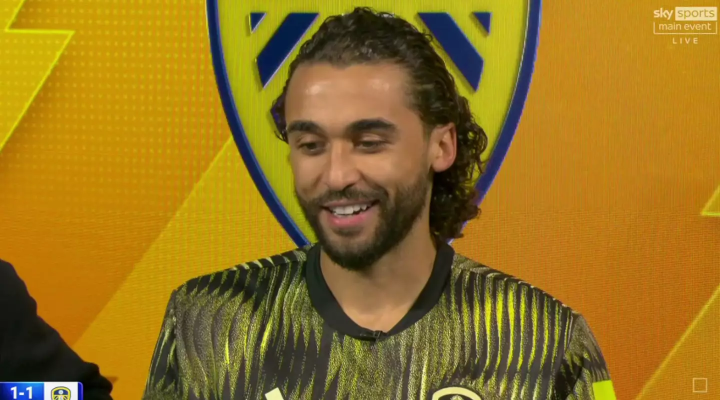 Calvert-Lewin arrived in the studio post-match. (Image: Sky Sports)