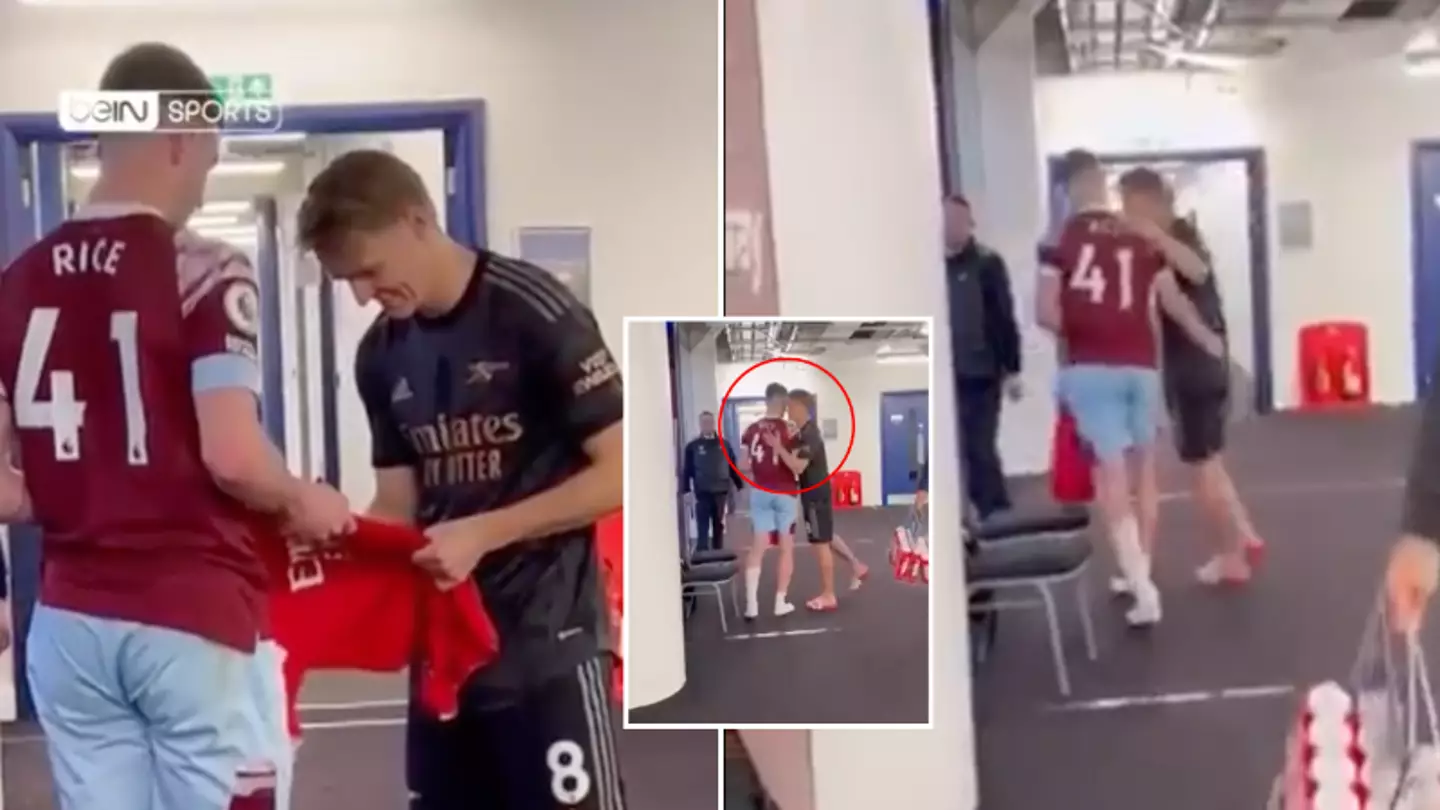 Arsenal fans react after somebody filmed Declan Rice's interaction with Martin Odegaard after 2-2 draw
