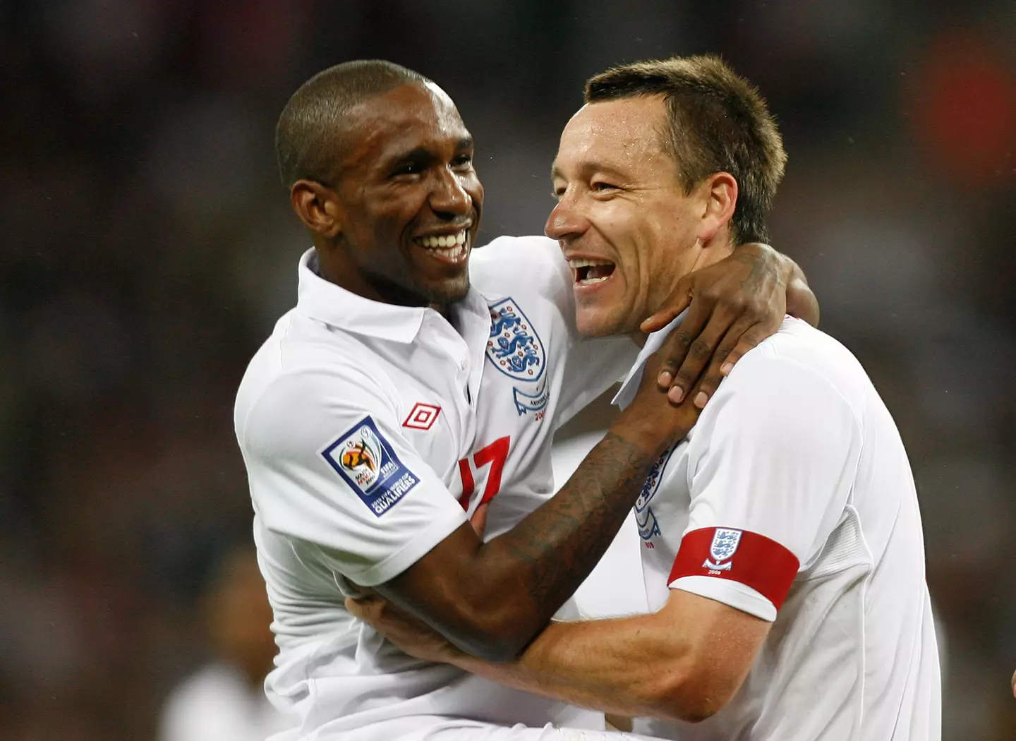 Jermain Defoe and John Terry celebrate an England goal. Image: Getty 