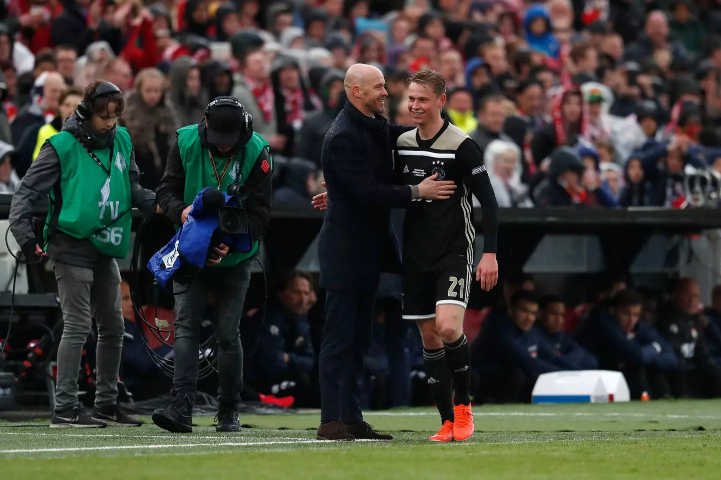 Frenkie de Jong with Manchester United manager Erik ten Hag when the pair were together at Ajax in 2019. (Alamy)