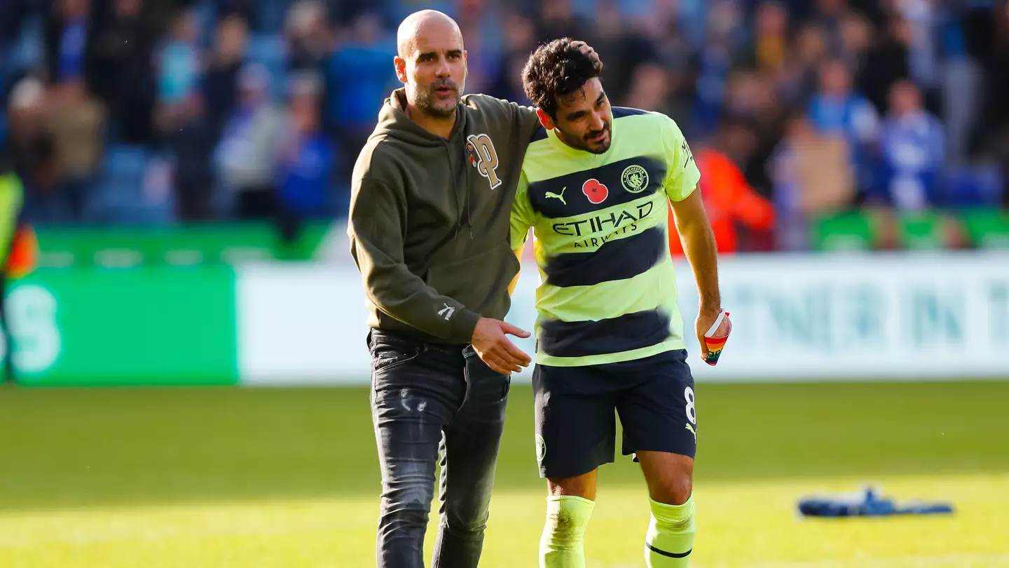 Ilkay Gundogan and Pep Guardiola, Manchester City.