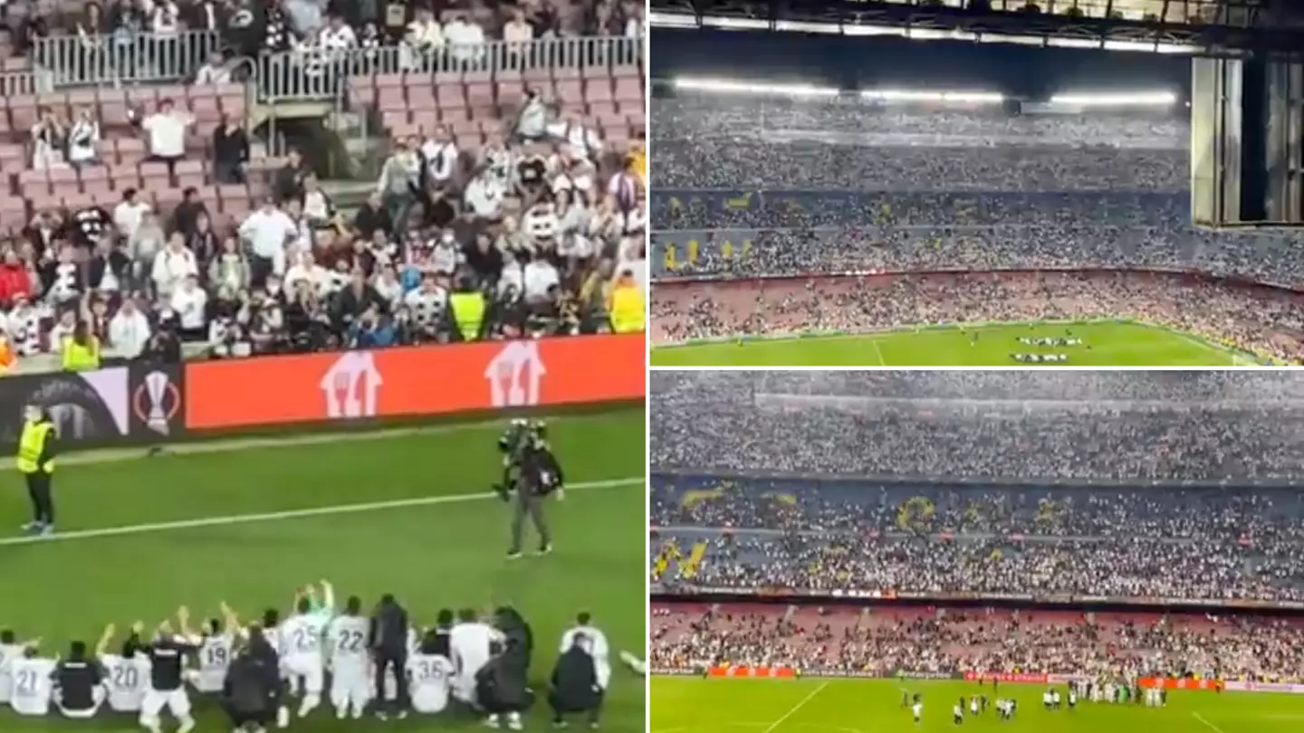 Around 20,000 Eintracht Frankfurt Fans Were In The Nou Camp To Cheer Their Team On