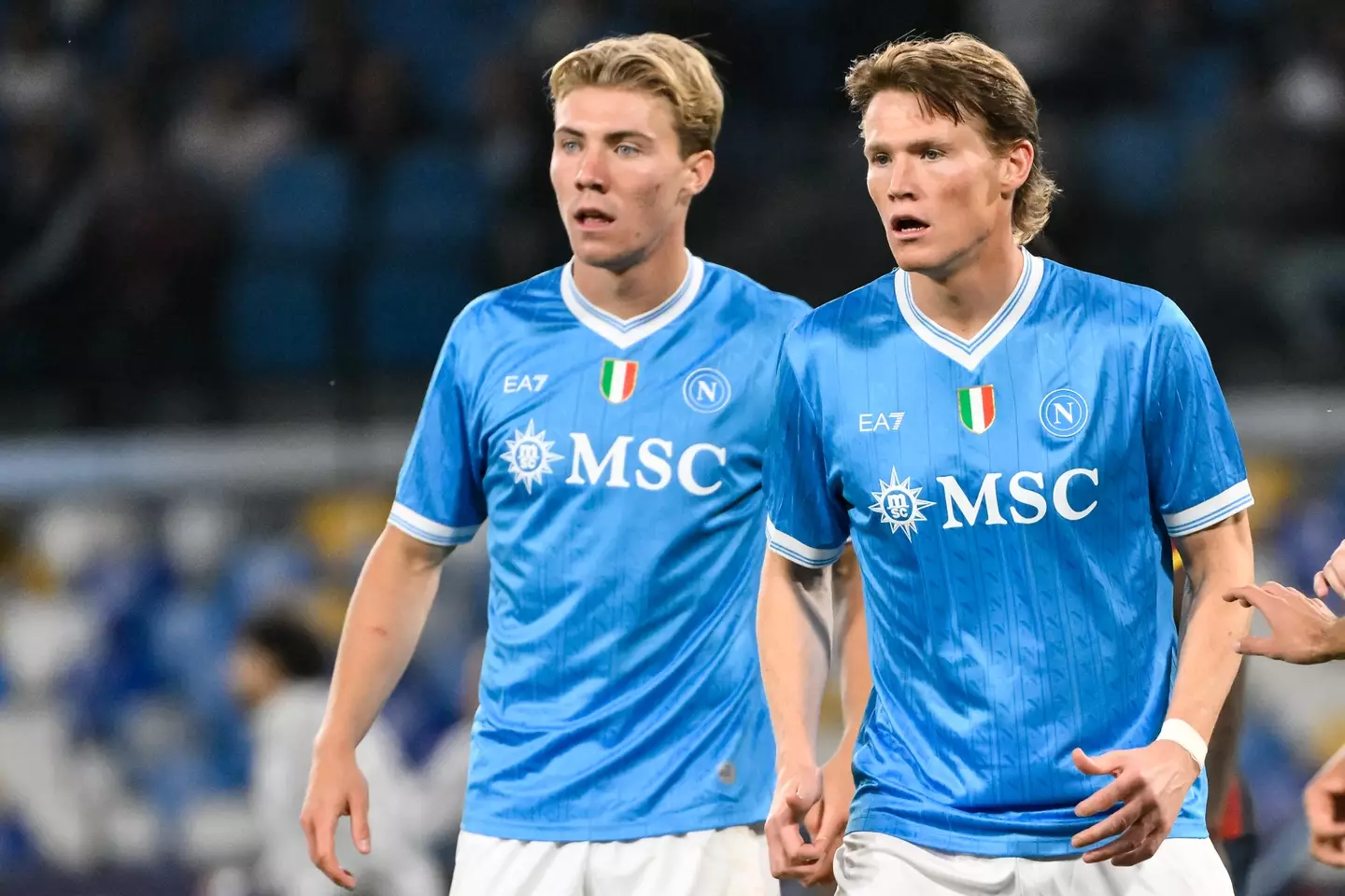 Rasmus Hojlund and Scott McTominay at Napoli (Image: Getty)