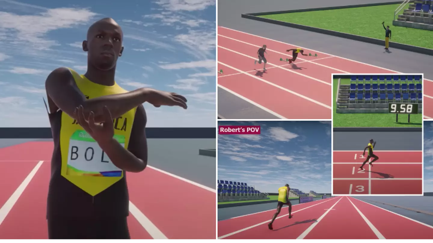 3D simulation shows what a 100m race would look like between the average person and Usain Bolt