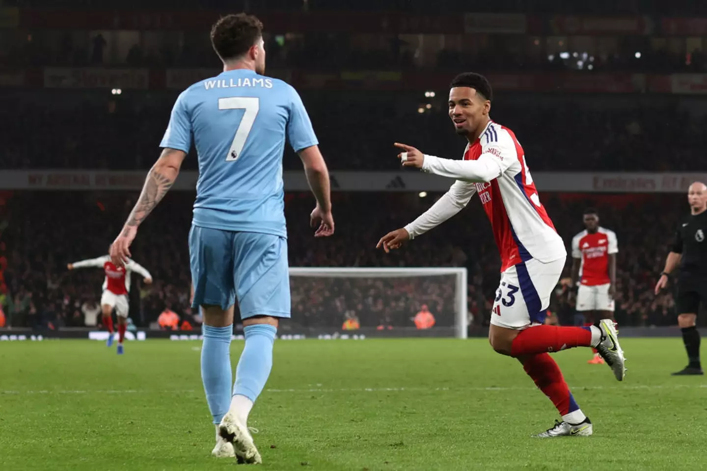 Ethan Nwaneri scored his first Premier League goal on Saturday. (Image: Getty)
