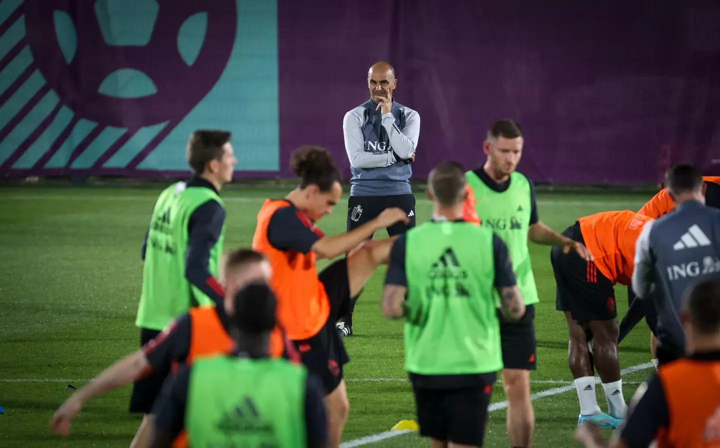 Belgium manager Roberto Martinez overseeing training in Qatar. (Image