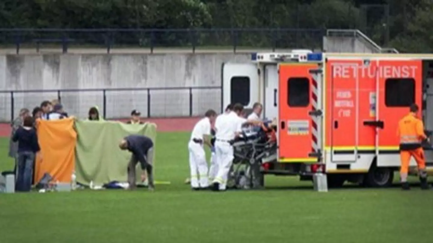 Medics attend the scene in Dusseldorf