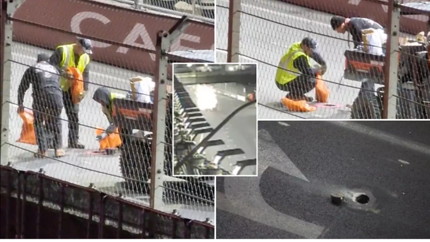 Footage emerges of F1 organisers 'fixing' Las Vegas GP manhole that caused scary Carlos Sainz crash