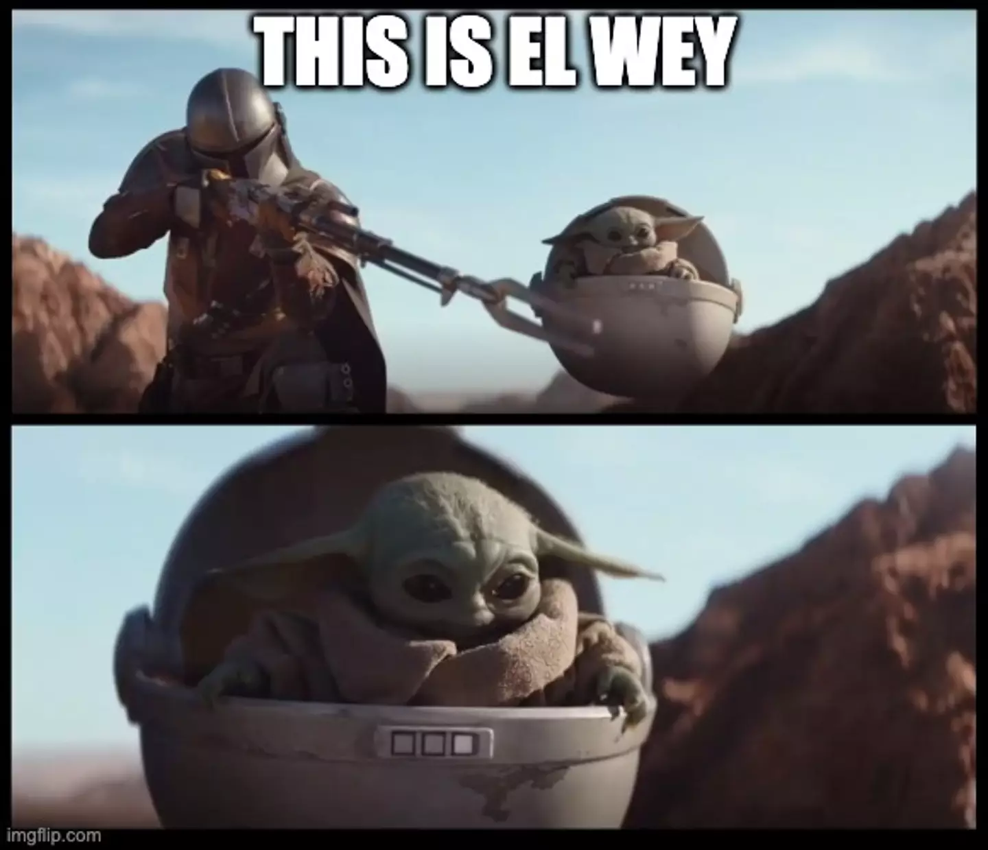 I don't have the skills to photoshop Ronnie into the place of Grogu.