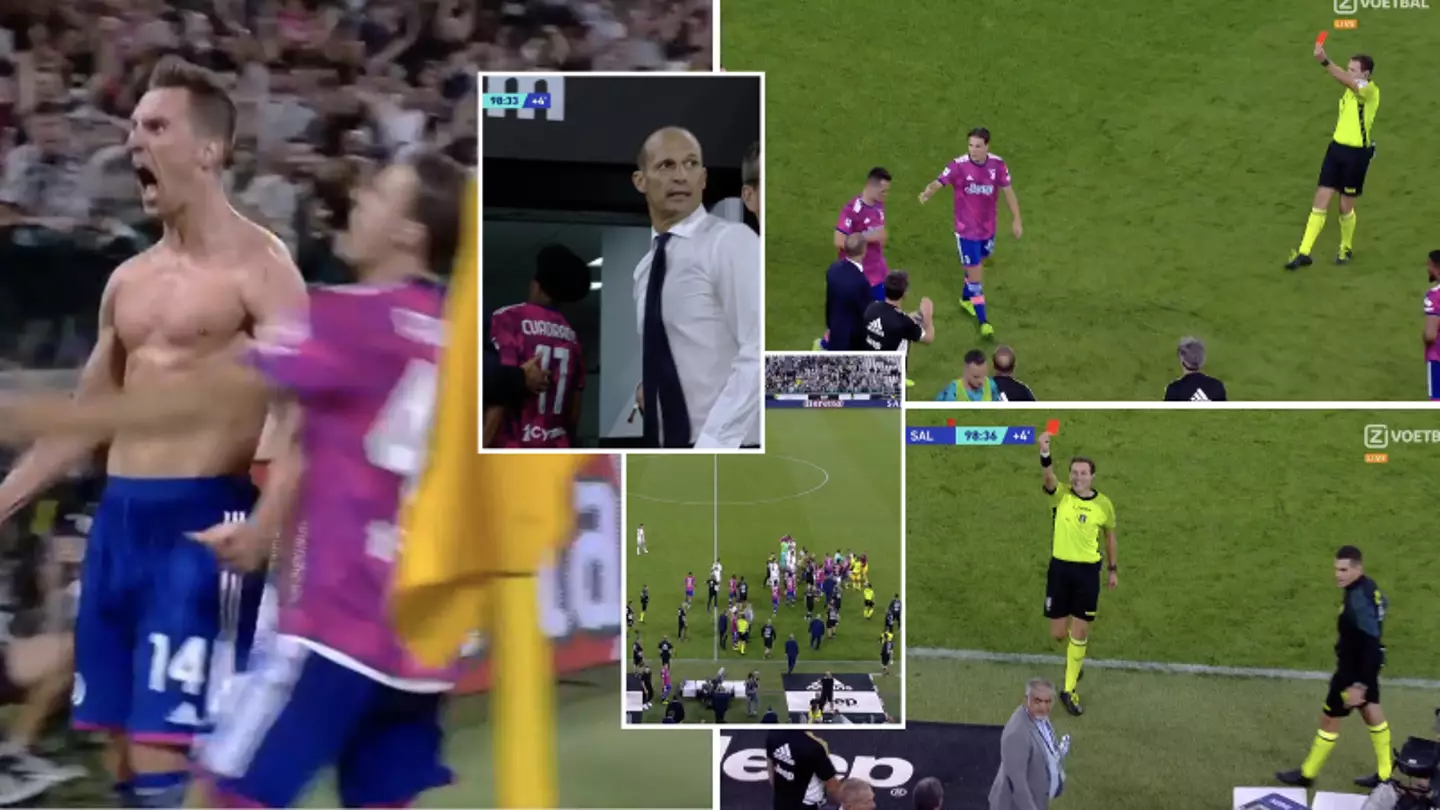Juventus vs Salernitana was pure chaos, four red cards shown as 96th minute winner disallowed