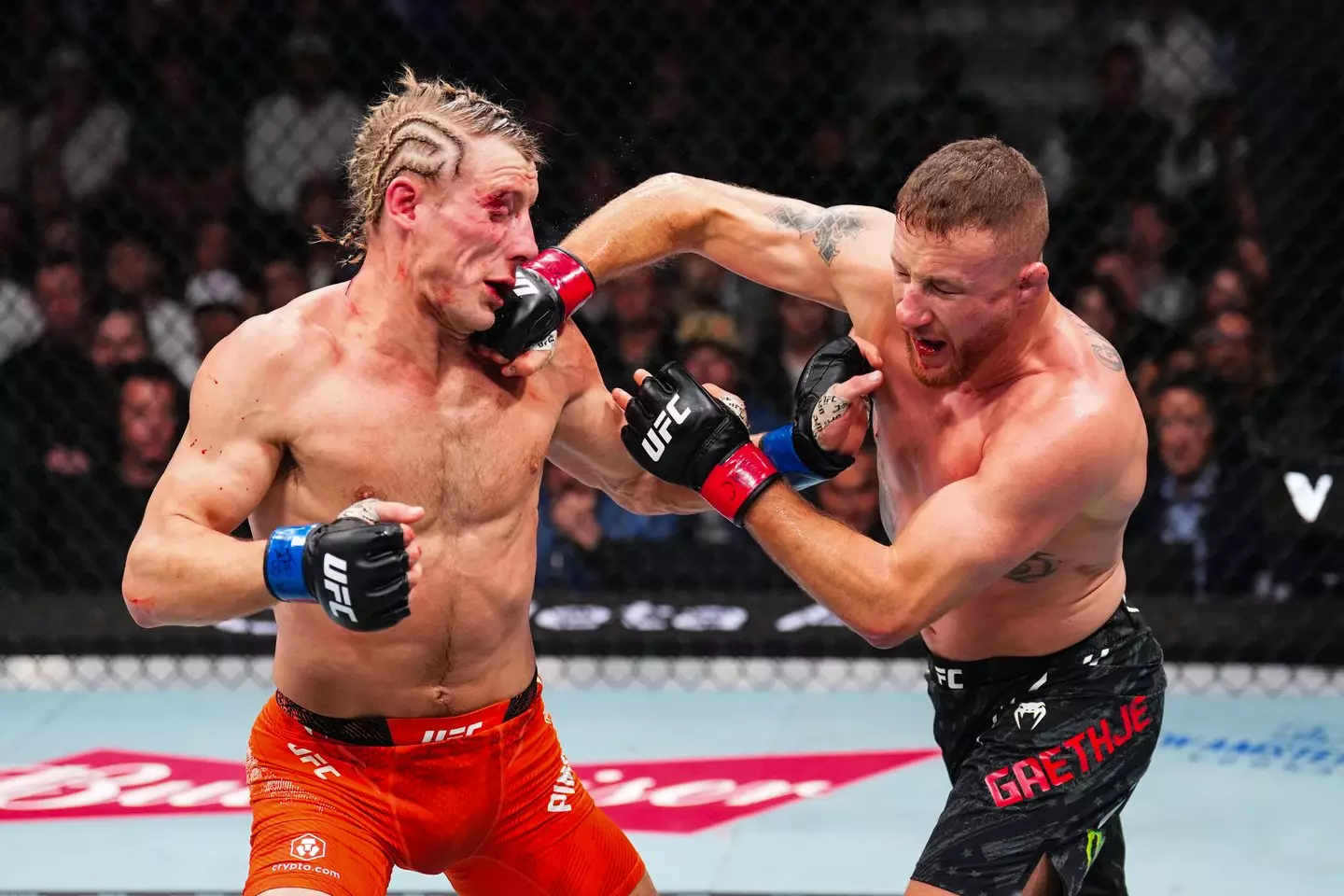 Justin Gaethje and Paddy Pimblett went to war at UFC 324. Image: Getty