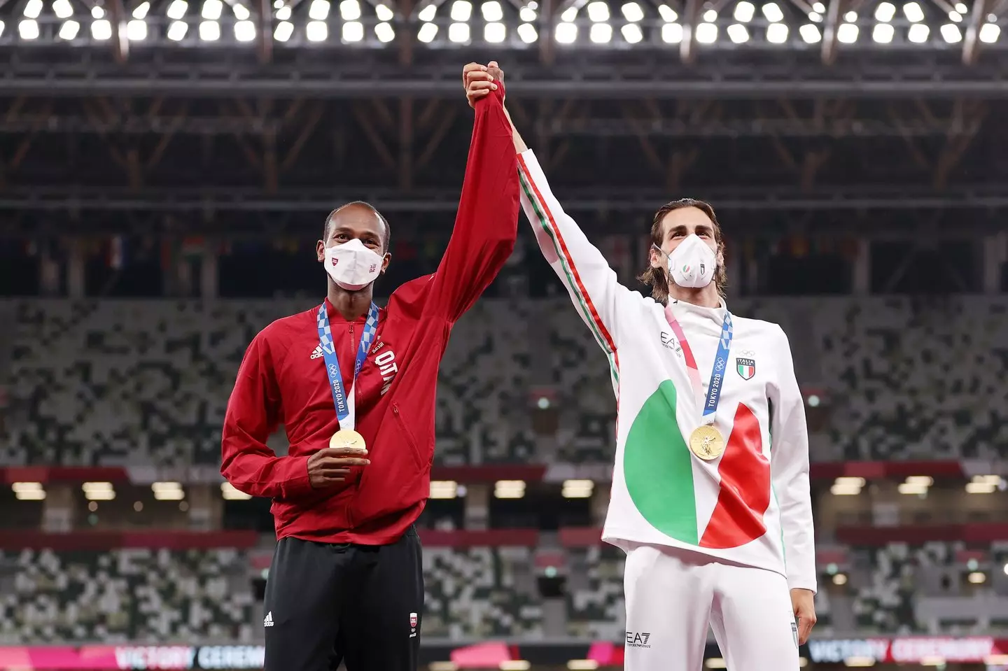 Mutaz Essa Barshim and Gianmarco Tamberi shared the gold medal. Image: Getty