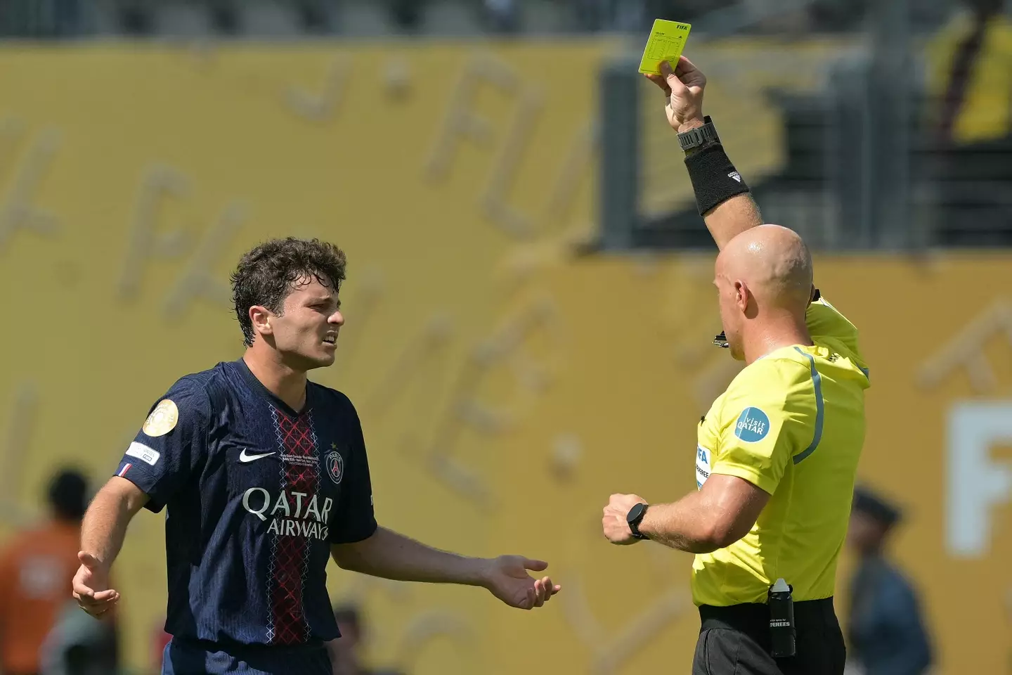 Joao Neves was booked against Real Madrid. Image: Getty