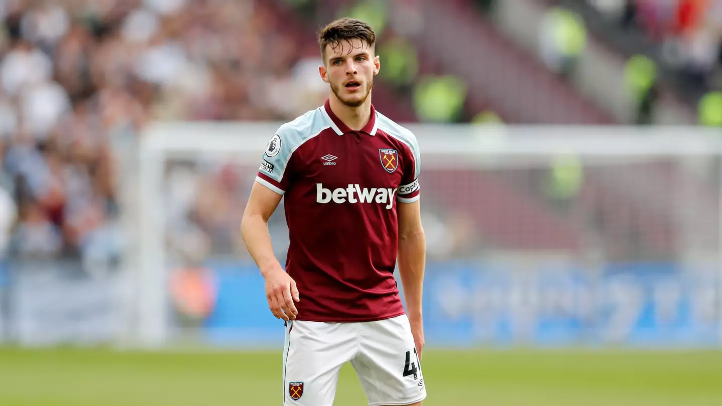 West Ham versus Crystal Palace; Declan Rice of West Ham United. (Alamy)