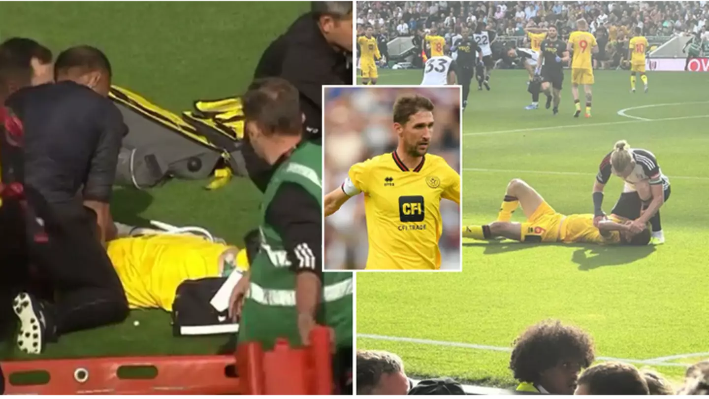 Sheffield United captain Chris Basham stretchered off after suffering horrific injury against Fulham