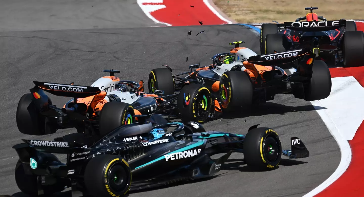 Oscar Piastri and Lando Norris made contact in the sprint race. (Image: Clive Mason / Staff via Getty)
