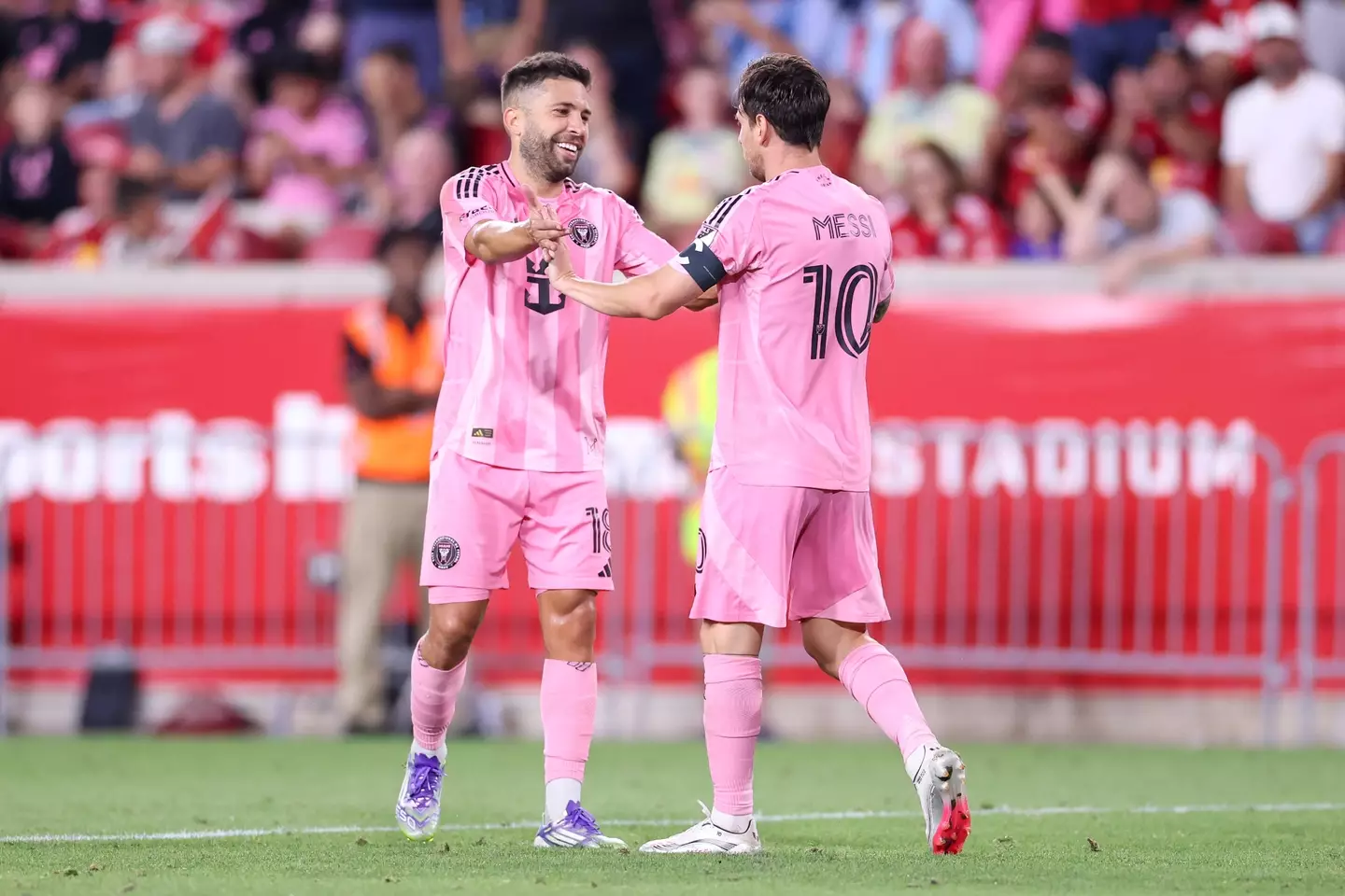 Inter Miami's Lionel Messi and Jordi Alba. Image: Jordan Bank / Contributor via Getty