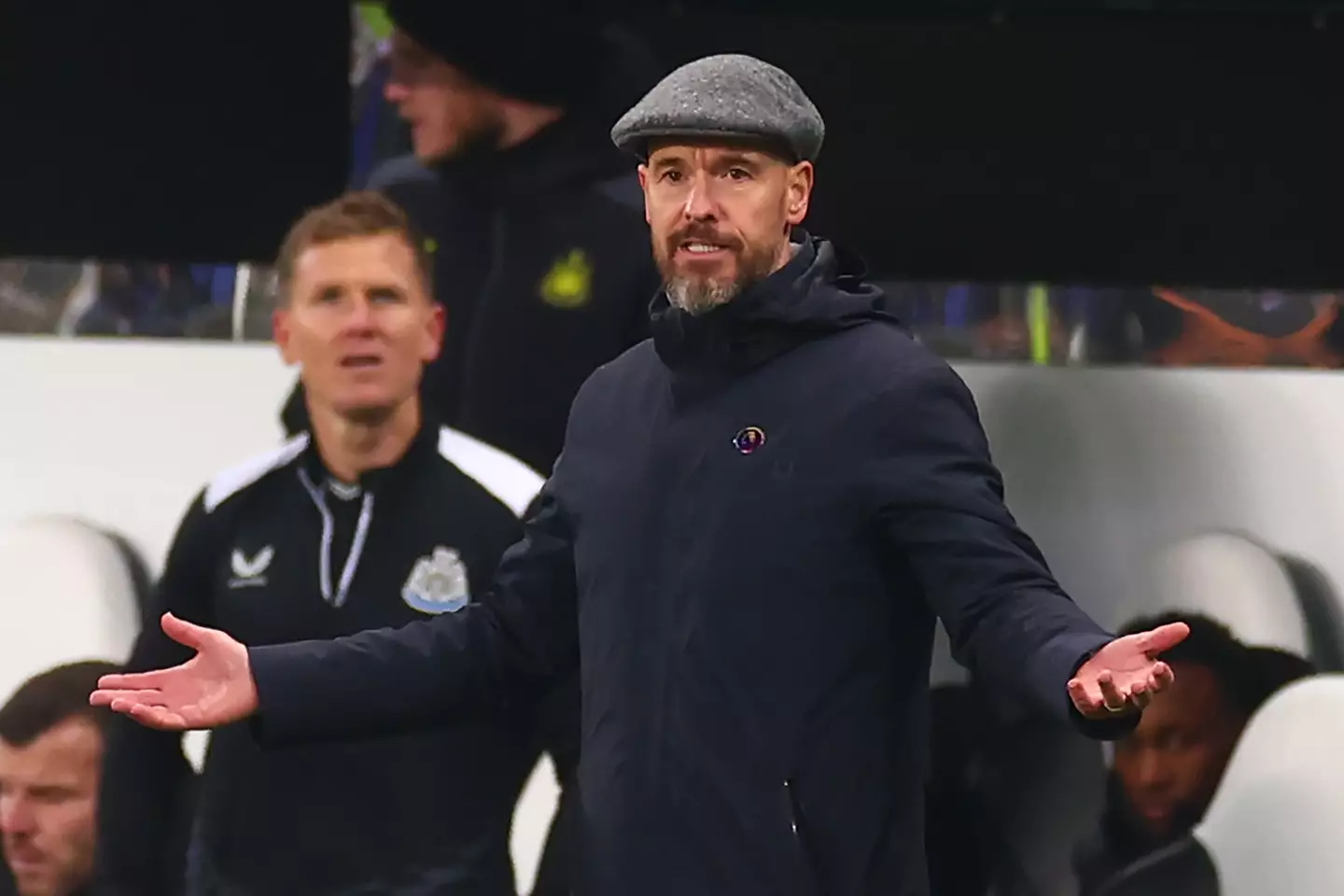 Erik ten Hag praised Manchester United after drawing 0-0 with Liverpool. Image: Getty