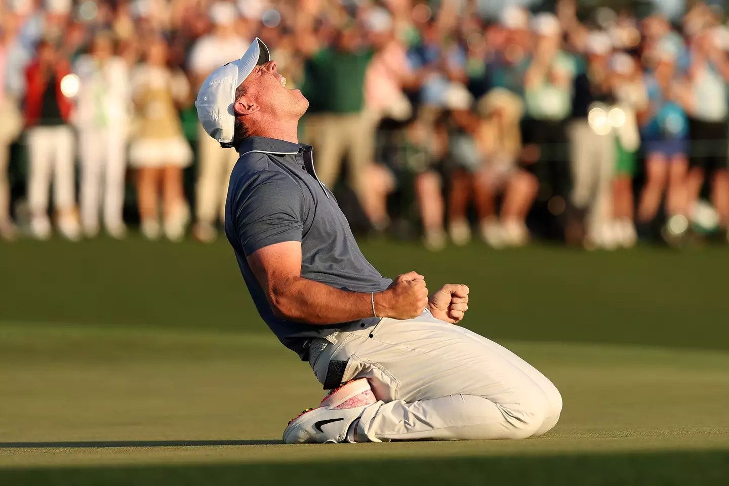 Rory McIlroy celebrates winning the Masters. (Image: Getty)