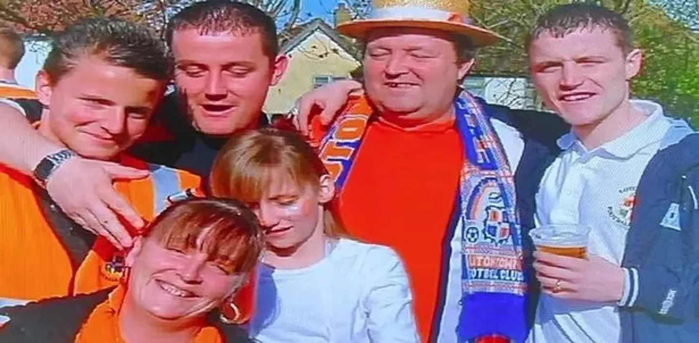 Terry Hyde (pictured in hat) with his family at a Luton game.