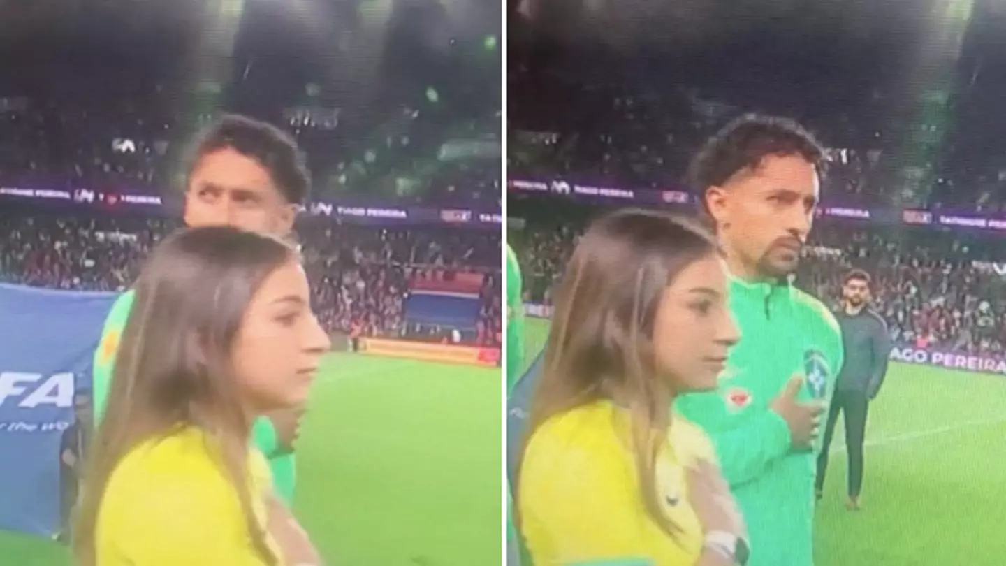 Footage shows Marquinhos in disgust after Brazil's national anthem was booed at PSG's Parc des Princes stadium