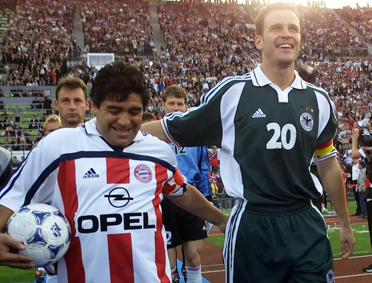 Maradona leads his team out. (Image