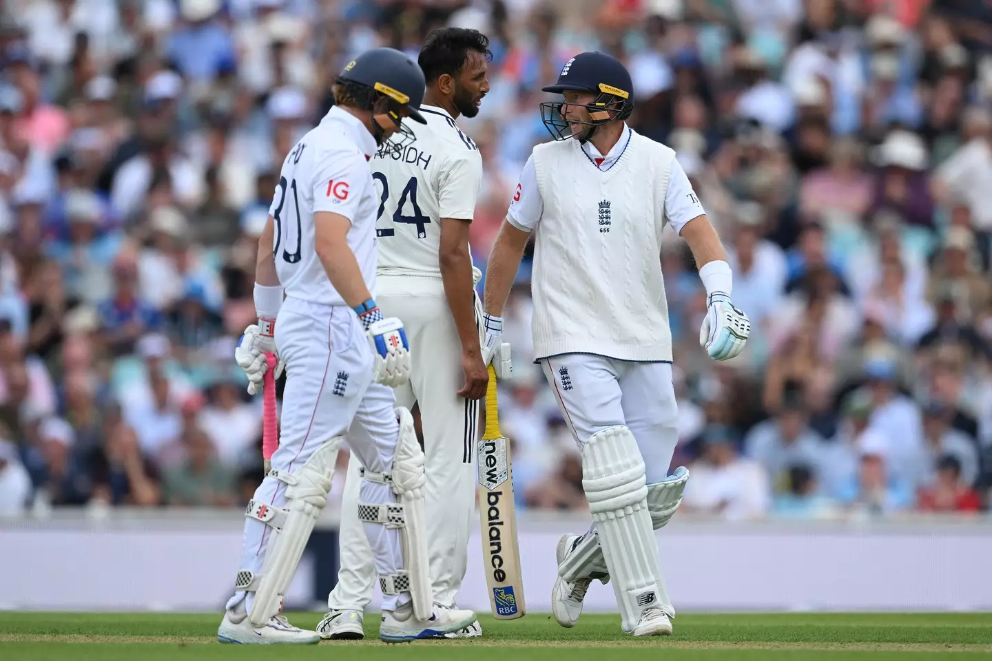 Joe Root and Prasidh Krishna exchanged words. Image: Getty