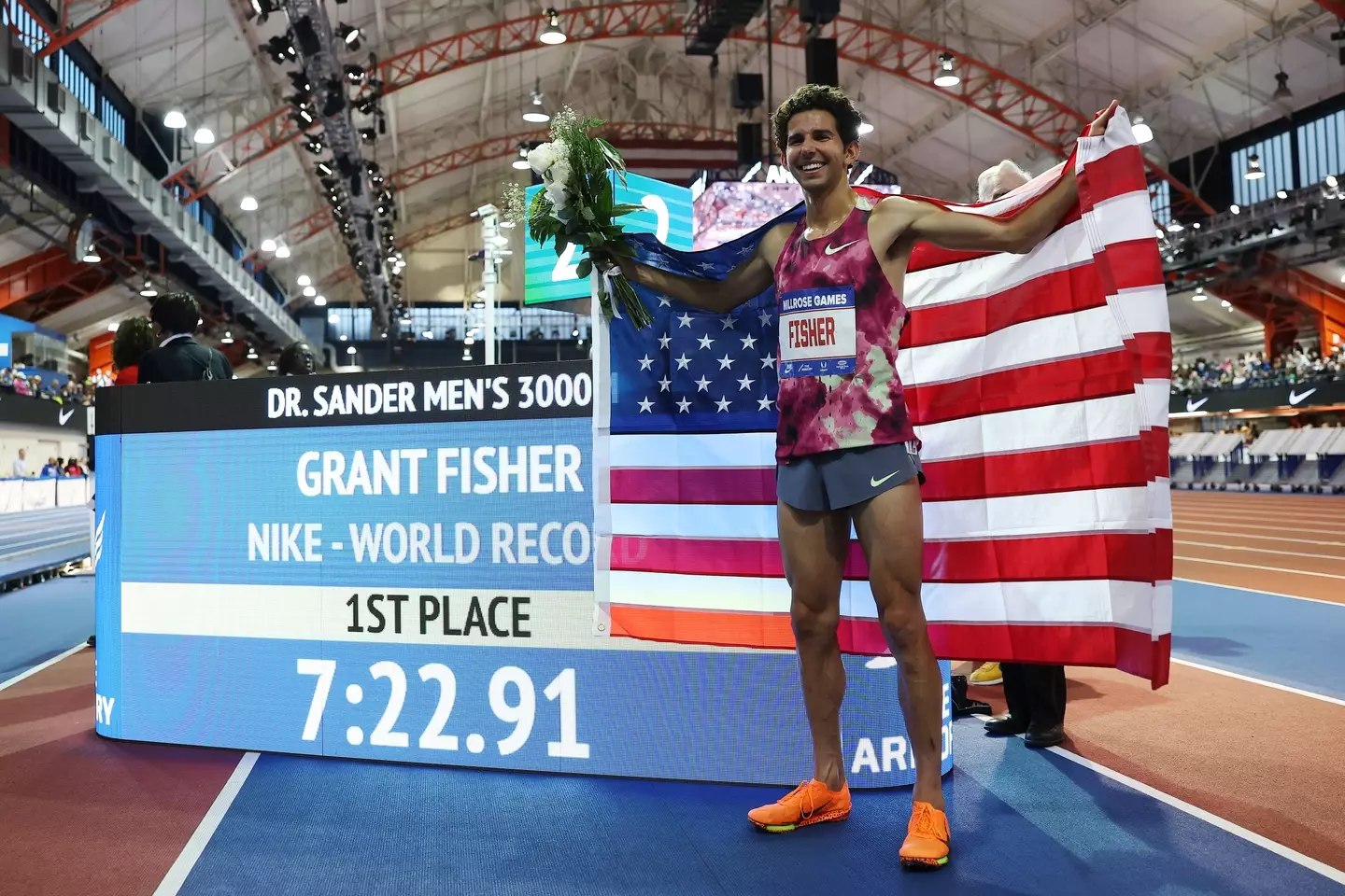 Grant Fisher sets a new indoor 3,000m world record (Getty)
