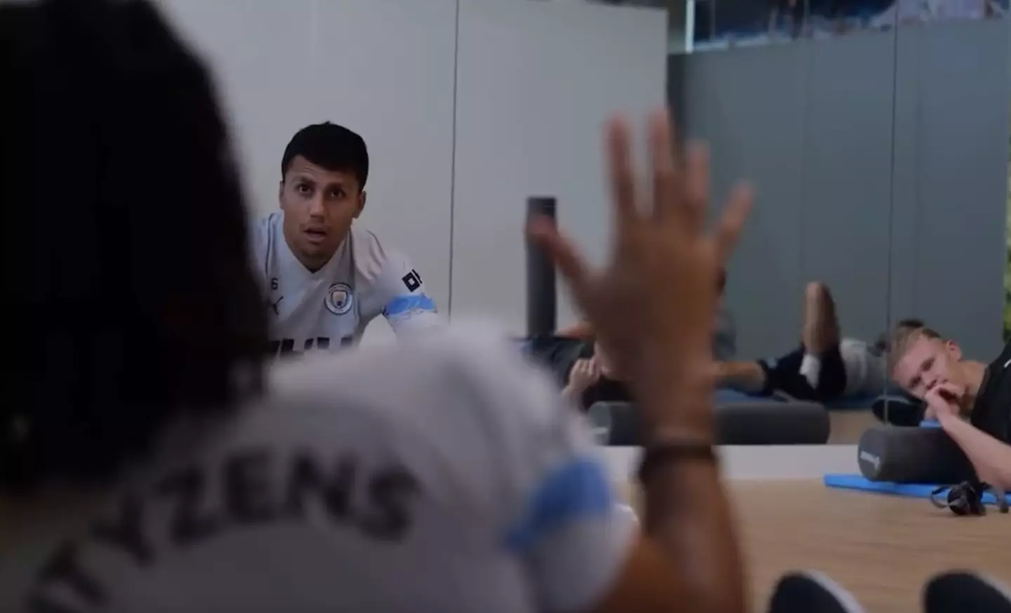 Rodri was convinced he'd rather swim alongside a hippo. Image credit: Manchester City/Inside City