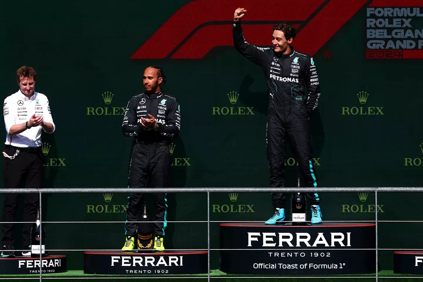 George Russell won the Belgian Grand Prix ahead of Lewis Hamilton. (