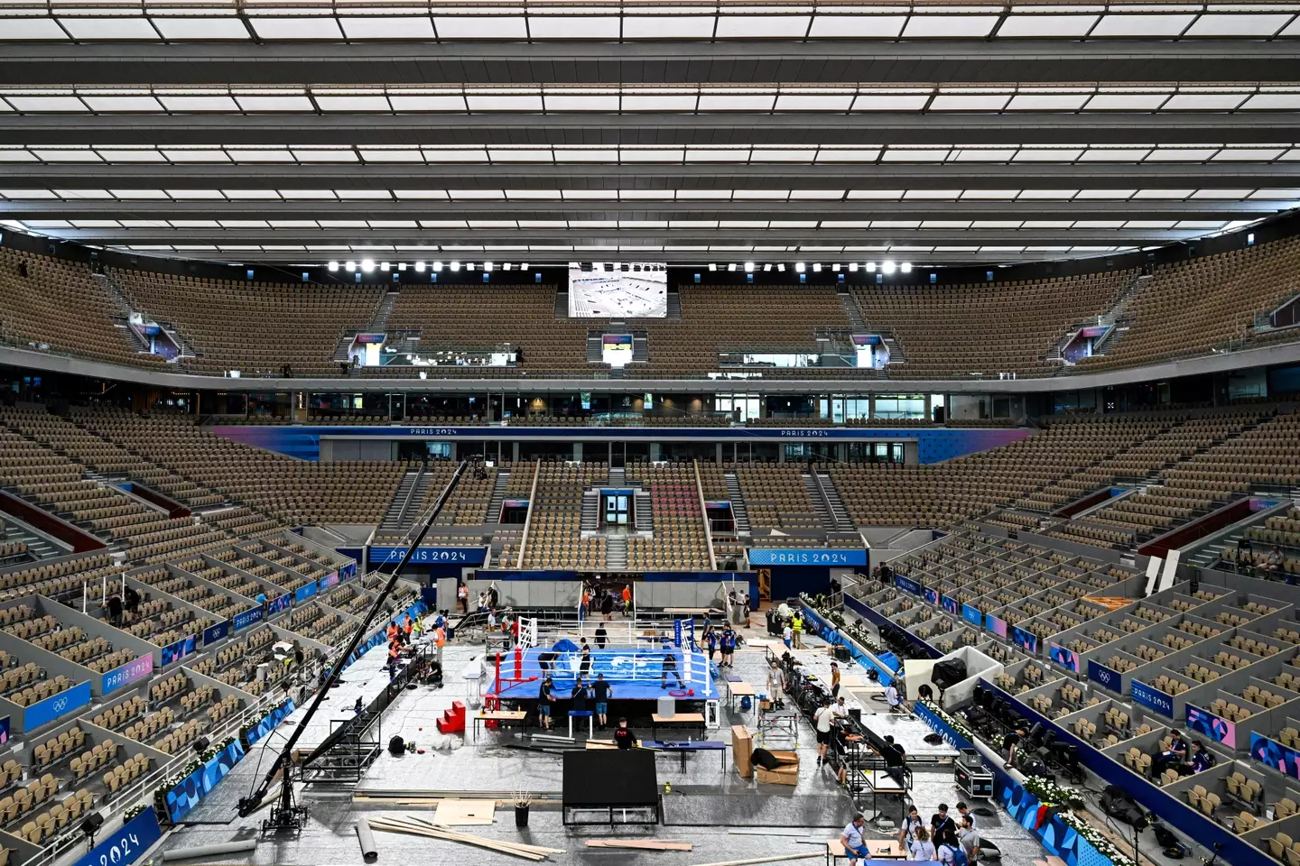 The ring ahead of the finals match at the Roland-Garros Stadium during the Paris 2024 Olympic Games. Image credit: Getty