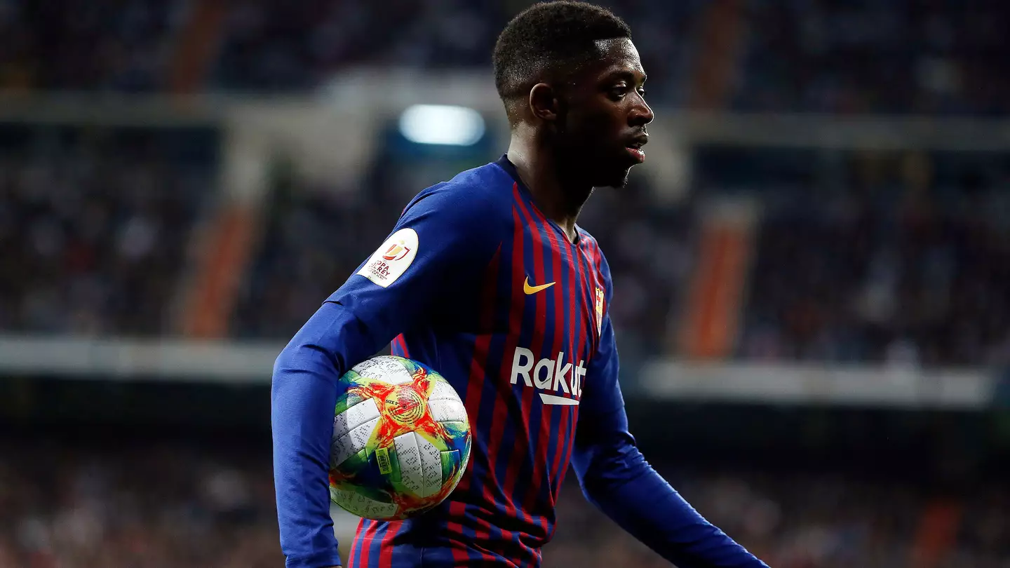 Ousmane Dembele for Barcelona against Real Madrid. (Alamy)