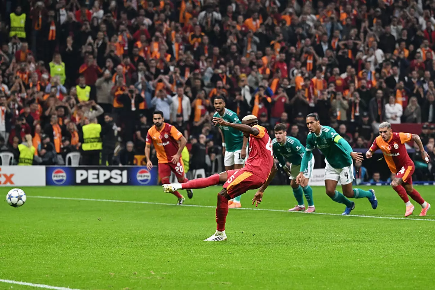 Victor Osimhen's penalty opened the scoring in the match against Liverpool. (Image: Liverpool FC/Liverpool FC via Getty Images)