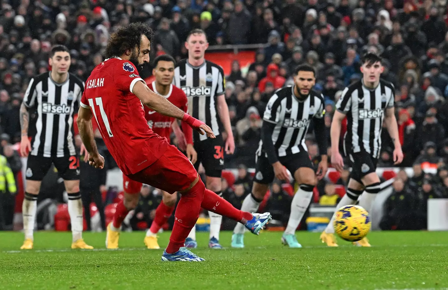 Salah scoring his penalty late on. (Image