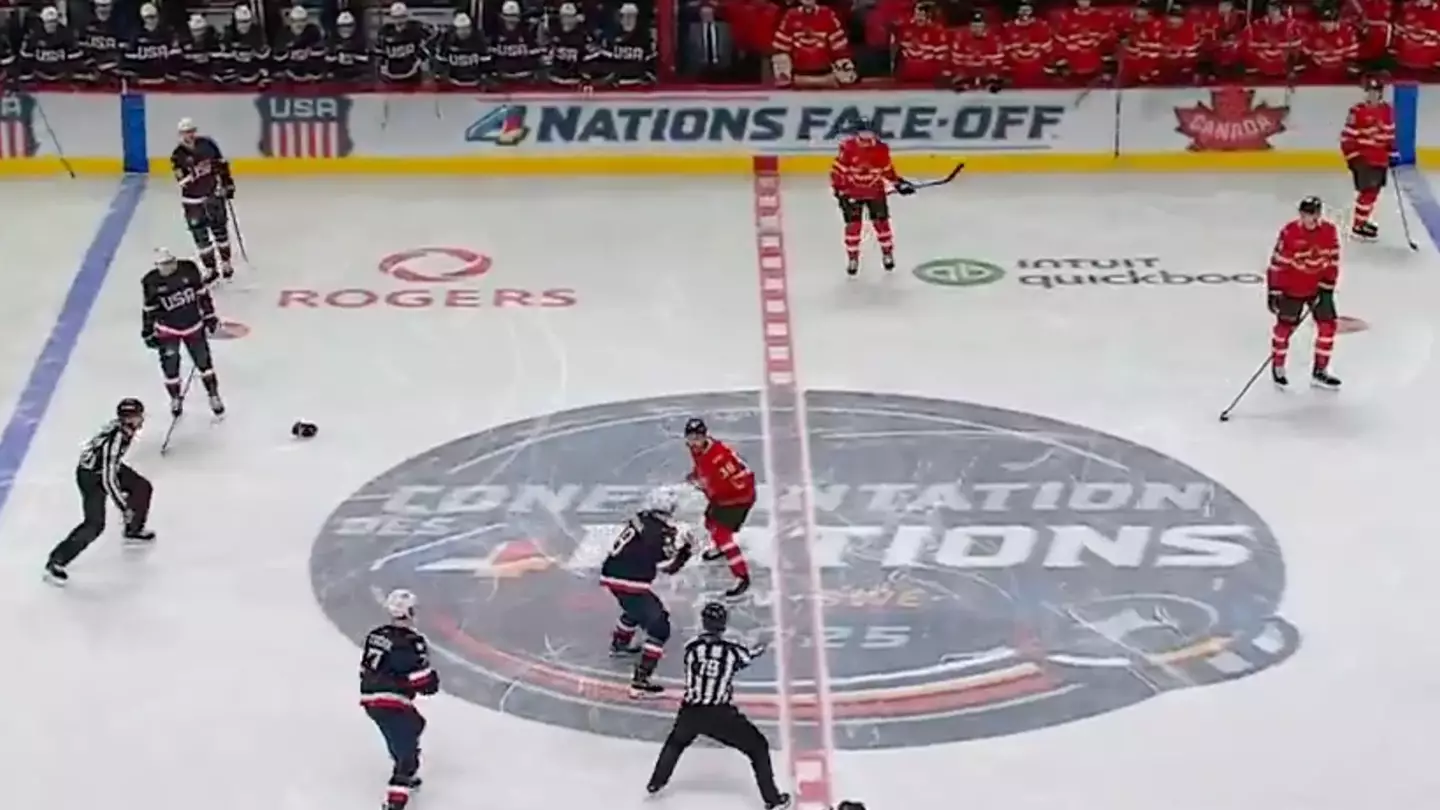 USA vs Canada ice hockey game has THREE fights in first nine seconds after American anthem booed