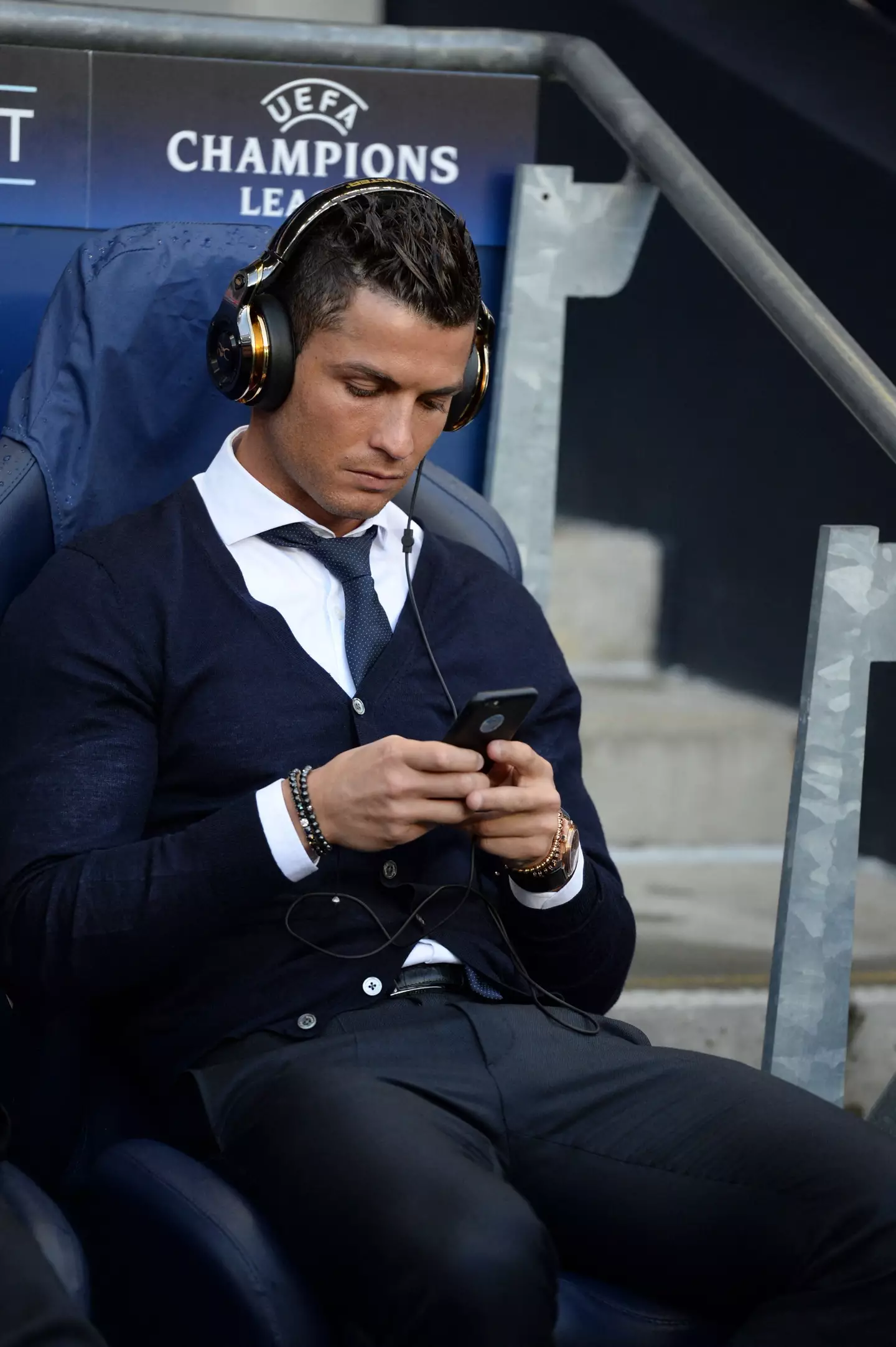 Cristiano Ronaldo's strict phone ban was revealed by a former teammate. Image: Getty