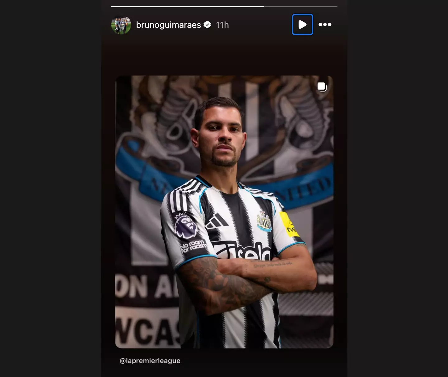 Newcastle captain Bruno Guimaraes on Instagram (Image: Instagram/@brunoguimaraes)