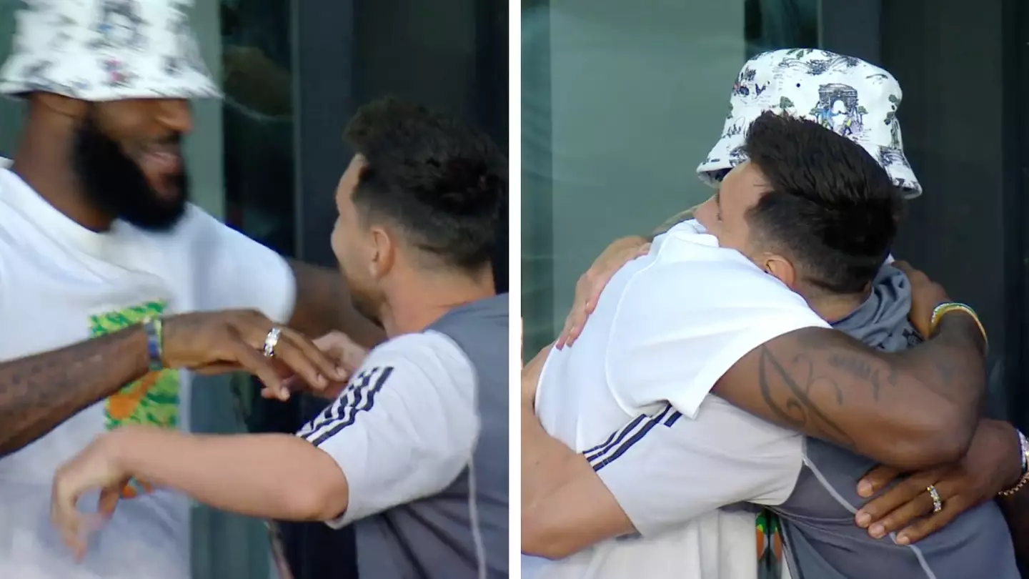 Lionel Messi and LeBron James embrace ahead of Argentine's Inter Miami debut