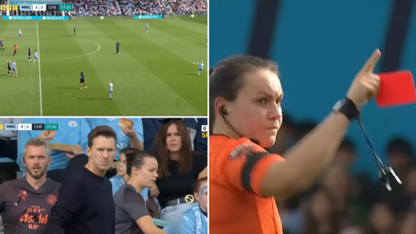 Man City star Alex Greenwood shown 'most ridiculous' red card against Chelsea, the crowd was in disbelief