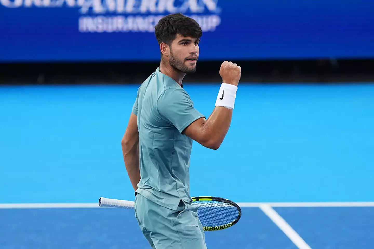 Carlos Alcaraz in action at the Cincinnati Open (Credit:Getty)
