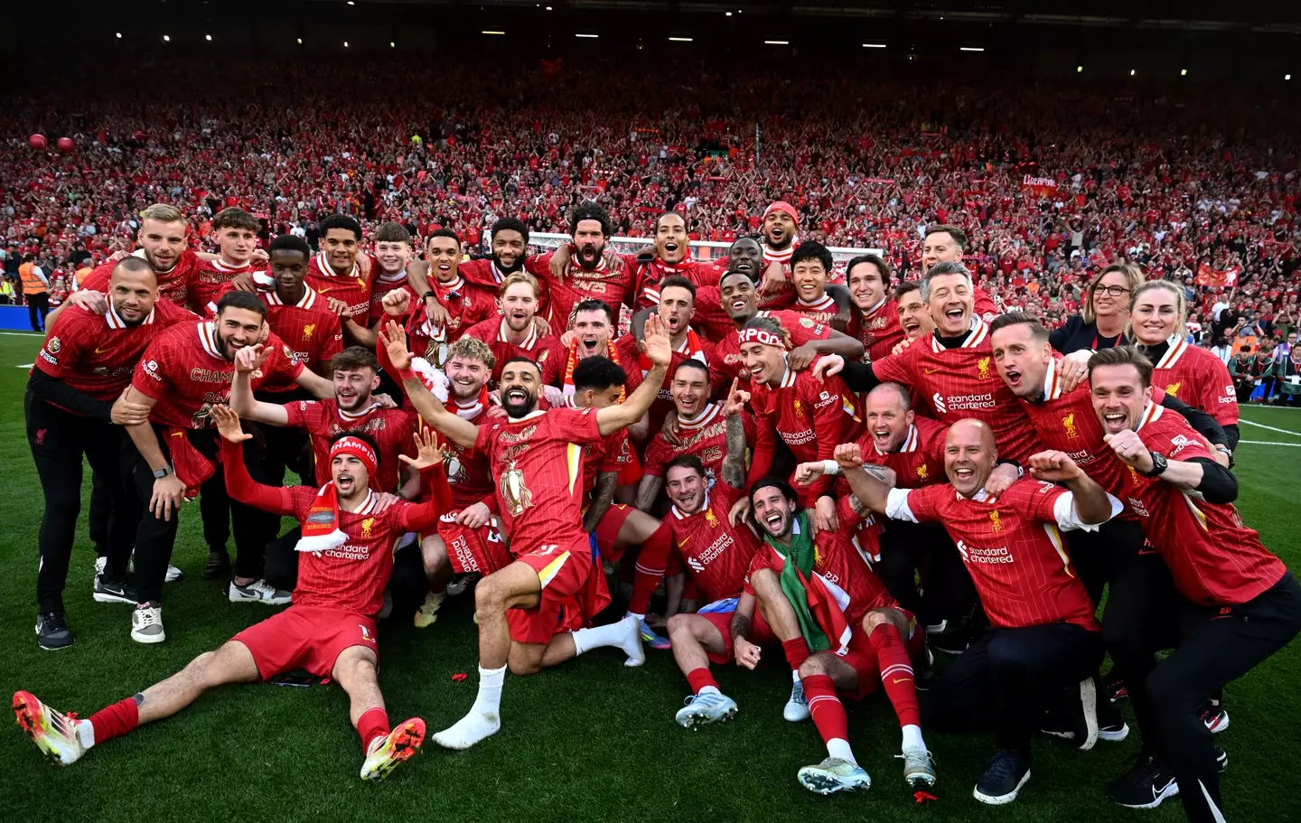 Liverpool after securing the Premier League title- Getty