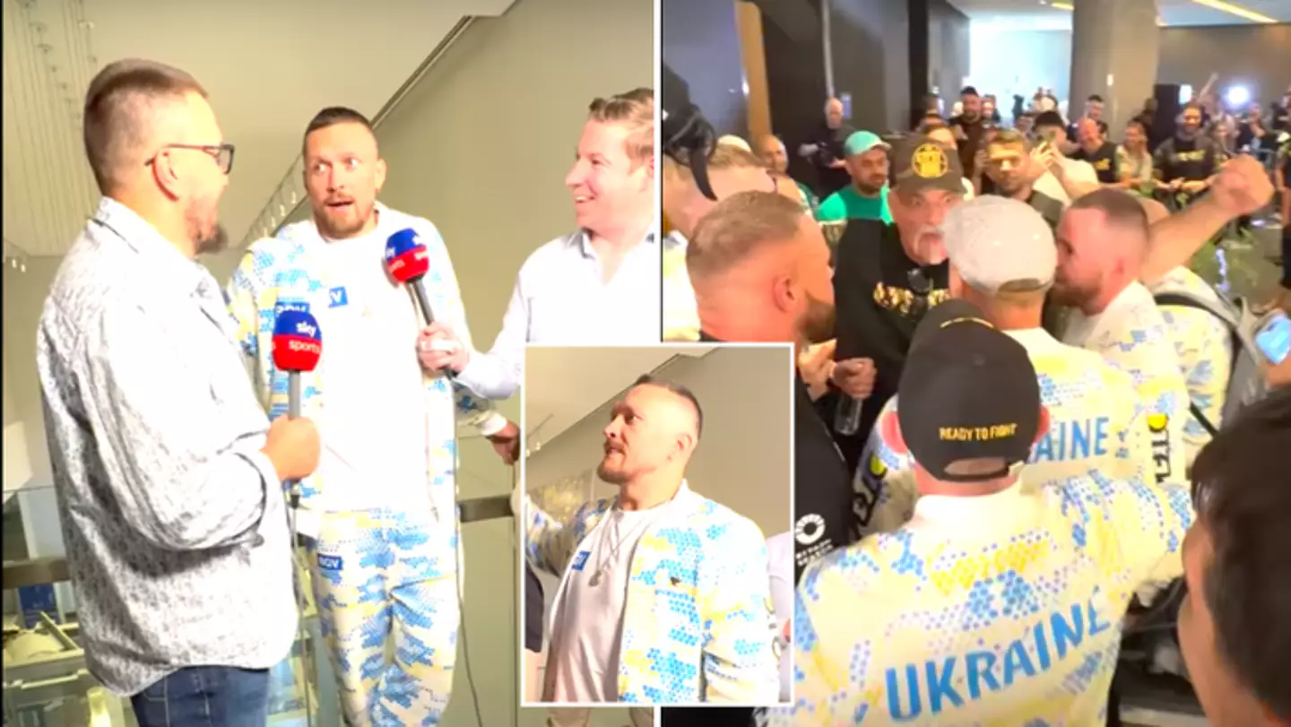 Oleksandr Usyk's immediate reaction to John Fury headbutt as Sky Sports interview interrupted