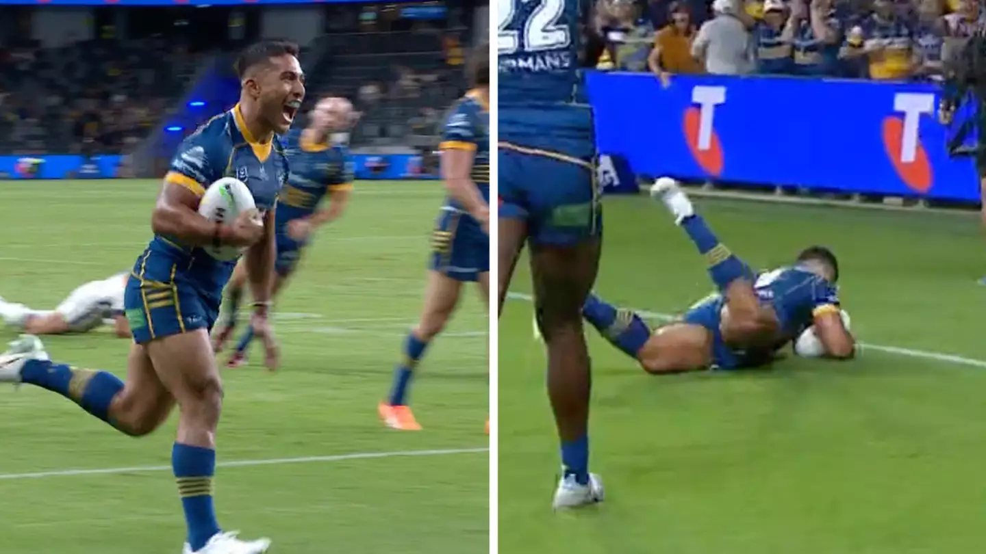 Will Penisini scores the opening try of the 2023 NRL season