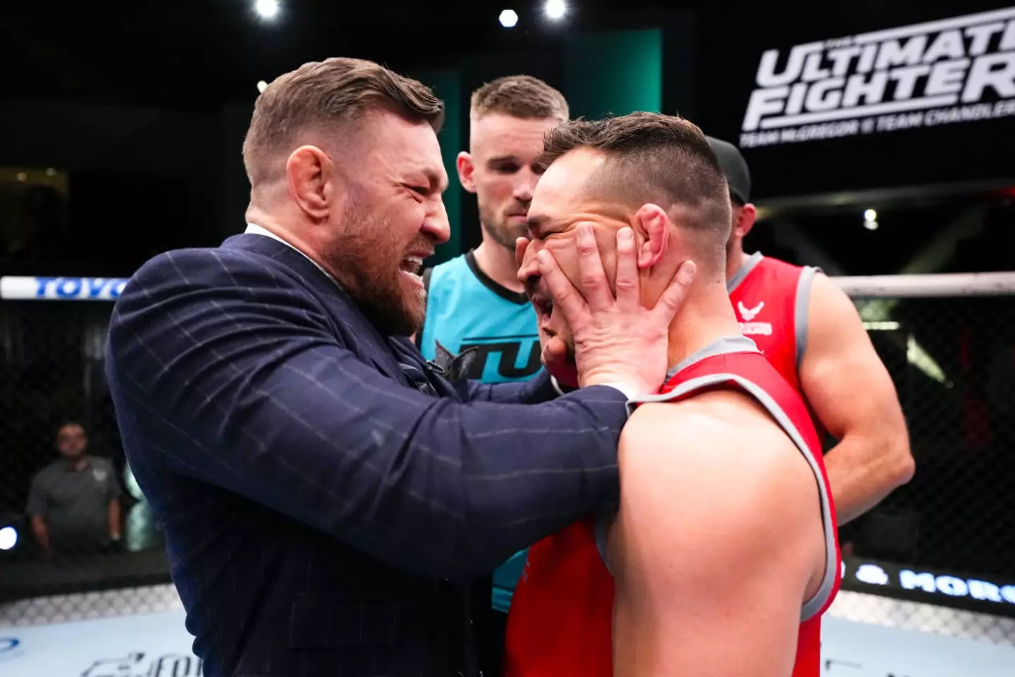 Conor McGregor and Michael Chander during the filming of TUF (Credit:Getty)