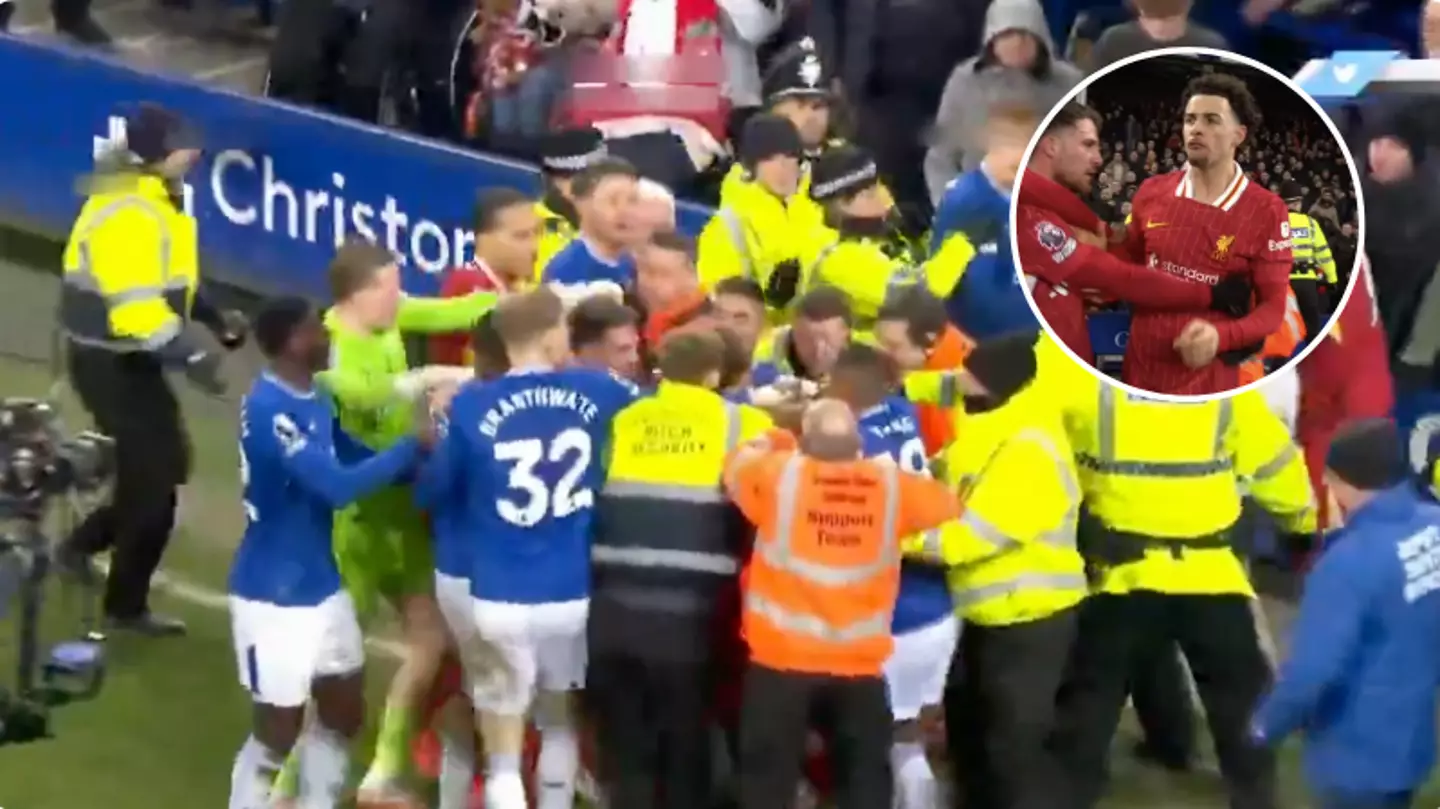 Everton and Liverpool players involved in furious Goodison Park finale with FOUR red cards handed out