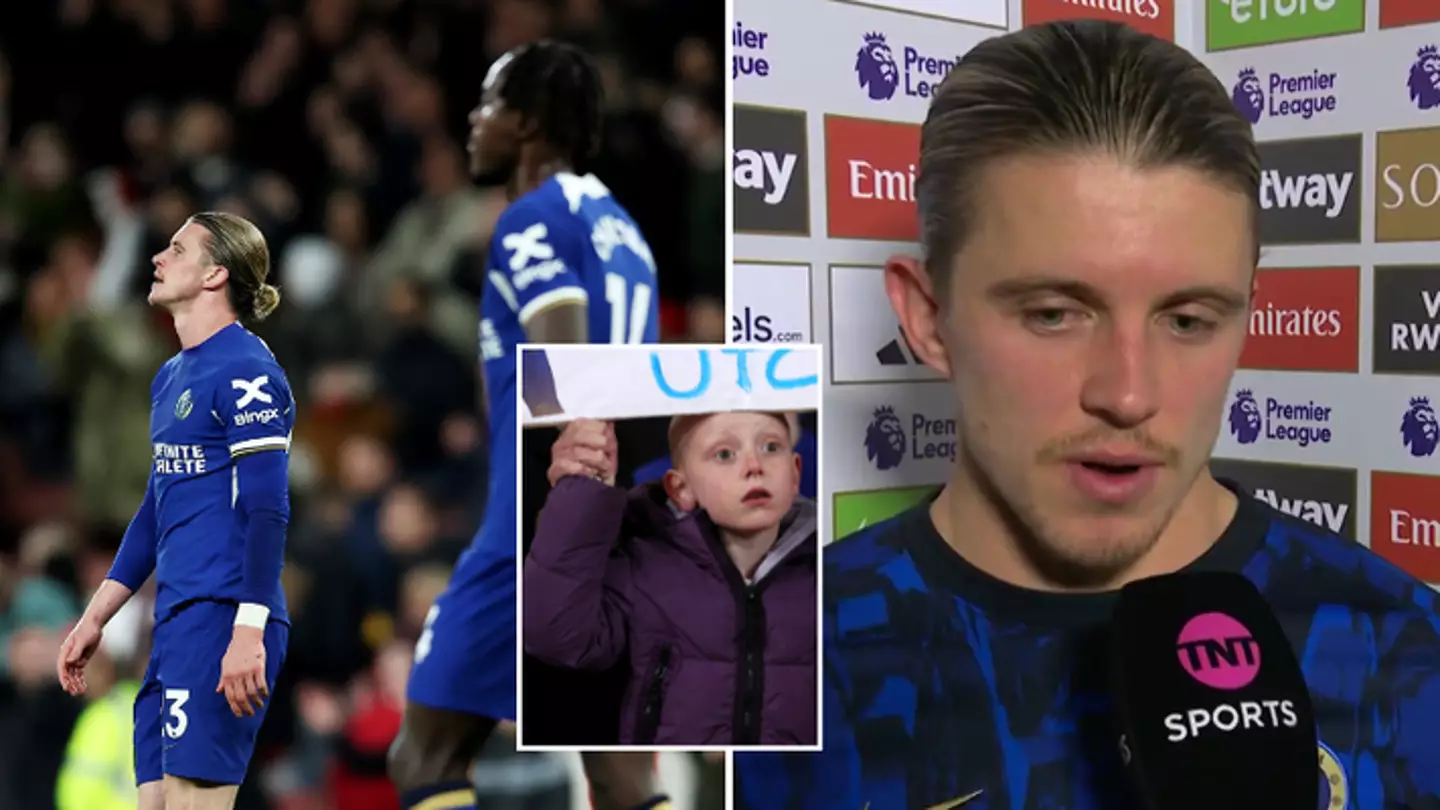 Conor Gallagher's immediate reaction to young Chelsea fan holding up banner criticising players speaks volumes