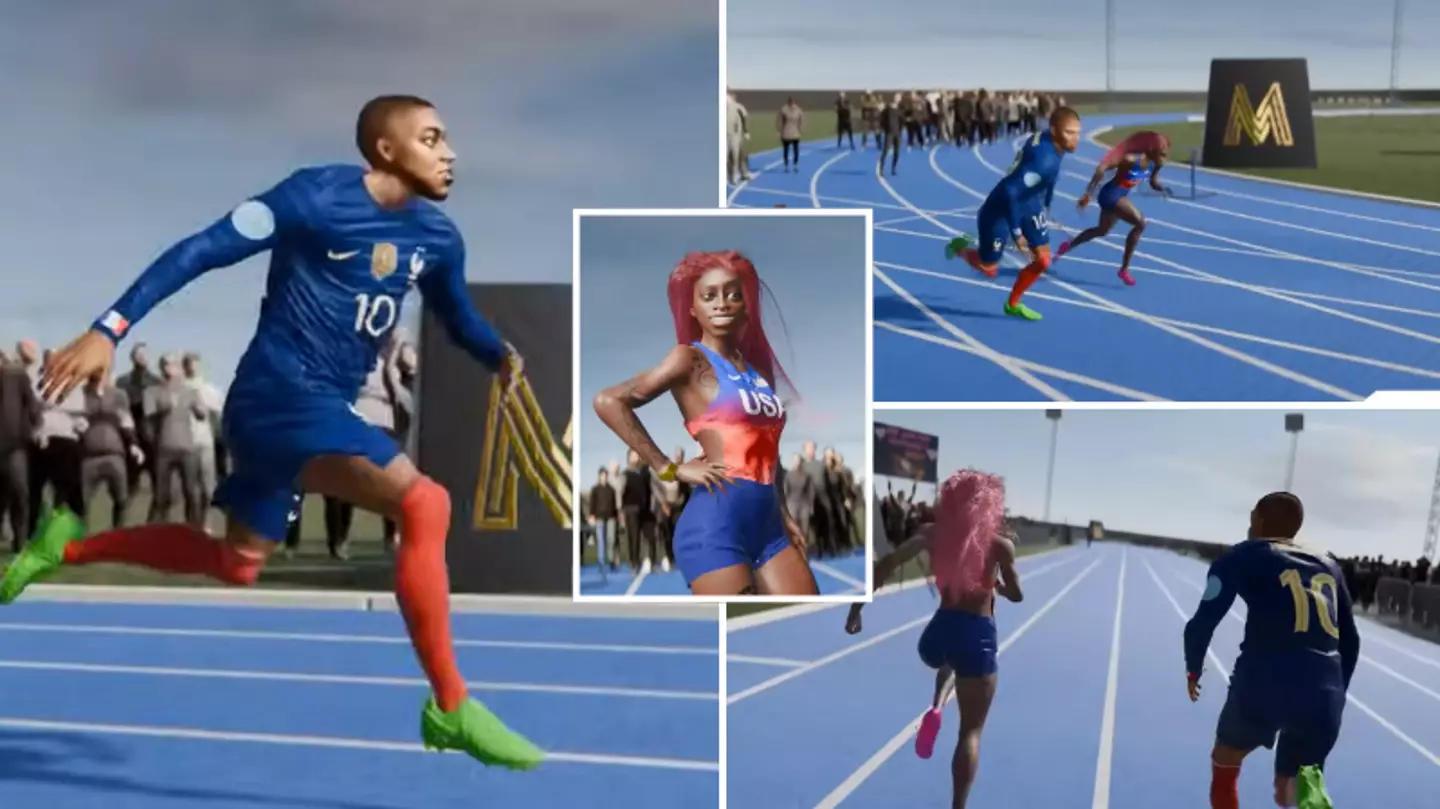 3D simulation shows what 100m race between Kylian Mbappe and top female sprinter would look like