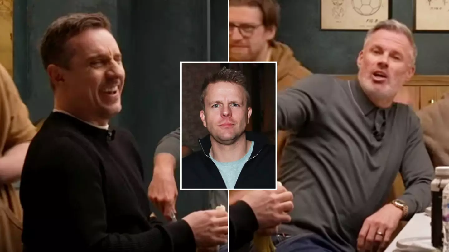 Jamie Carragher destroys Gary Neville with savage Jake Humphrey comment on The Overlap as he asks 'can that go out?'